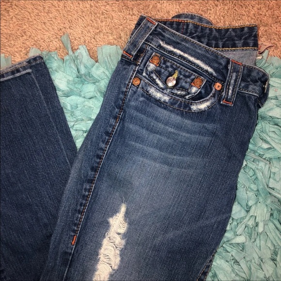 SOLD True Religion Distressed Flare Jeans - Picture 9 of 12